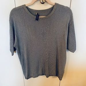 Calvin Klein Sport Knit Short Sleeve Sweater Gray About Size Medium